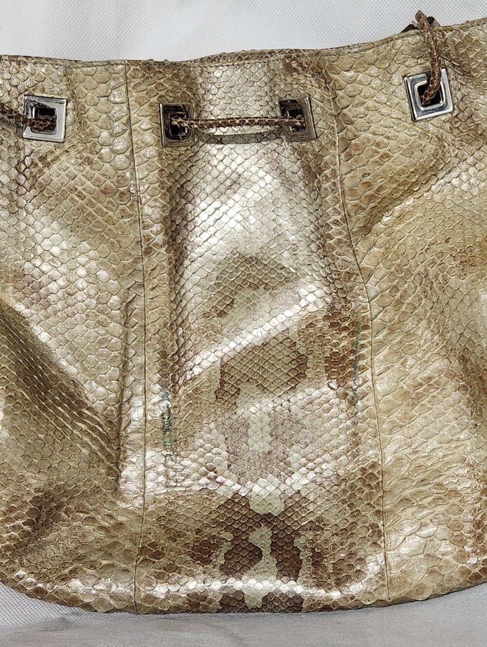 Authentic Gucci Snakeskin Drawstring Shoulder Bag - Picture 6 of 14